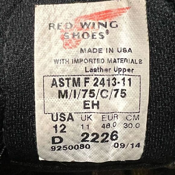 Mens RED WING Dyna-Force Brown Leather Steel Toe EH Ankle Boots / Size 12 Medium - Picture 8 of 10